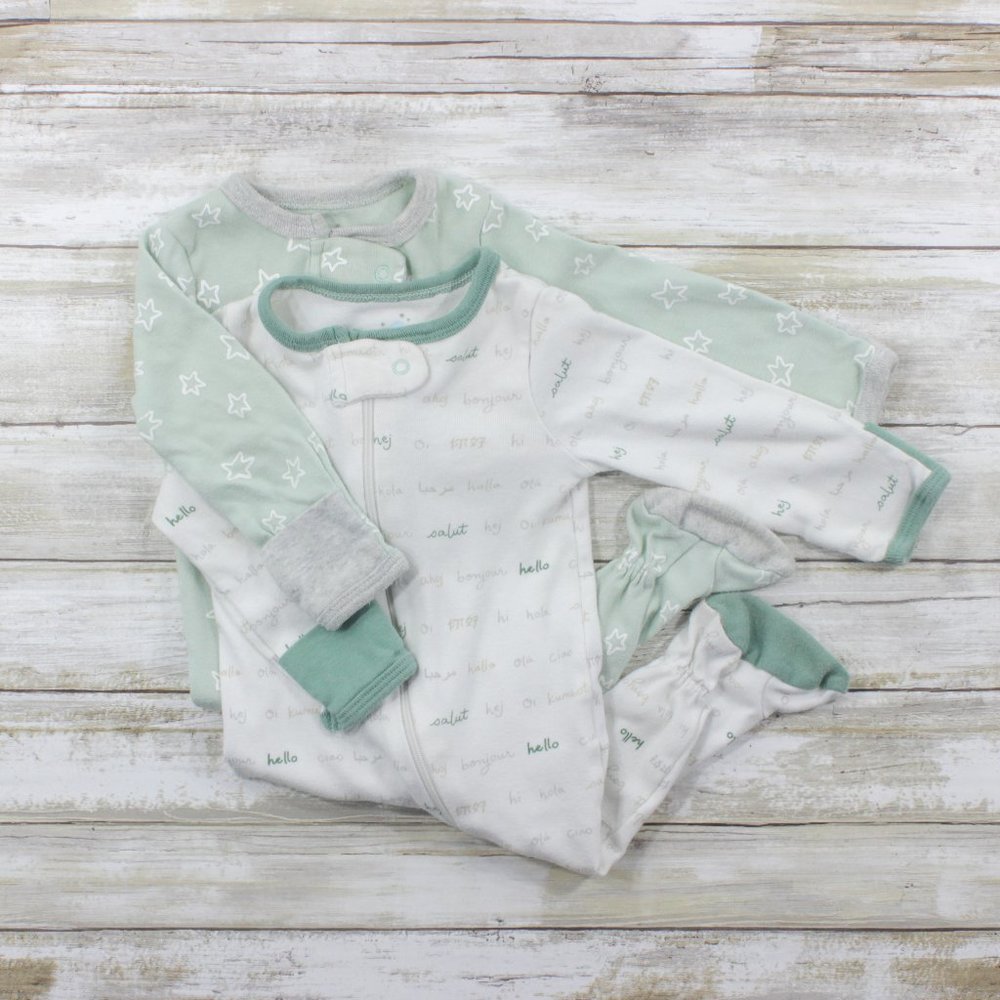 Cloud Island Green & White Sleep'n'Play, Set of 2, 0-3M